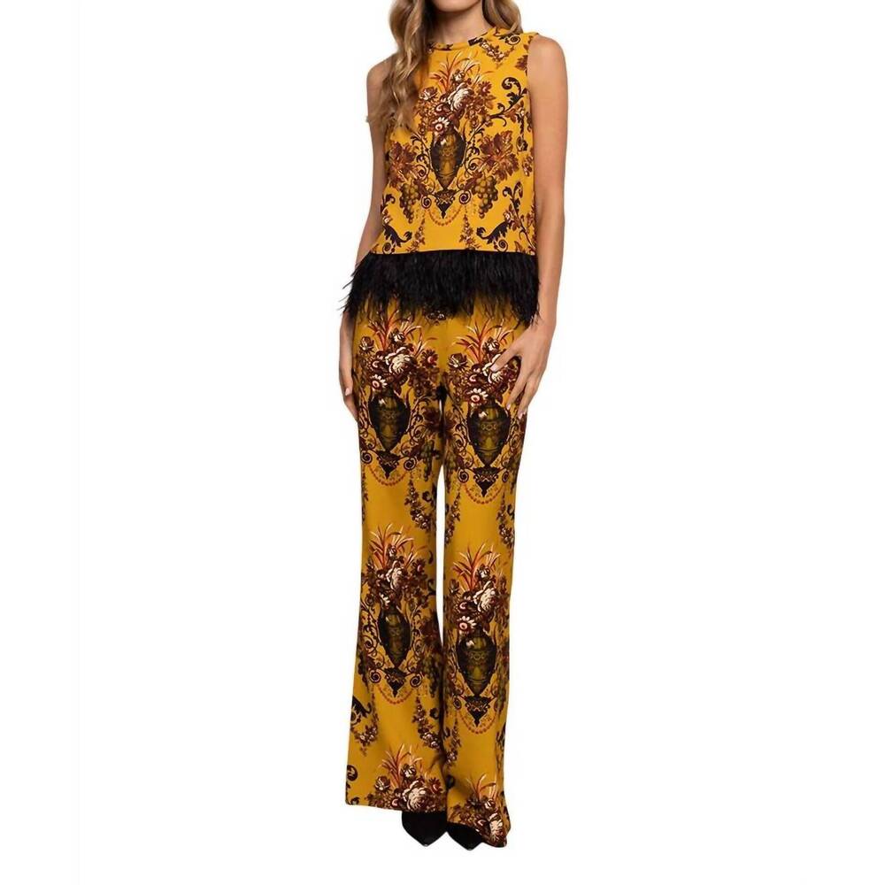 NEW CARA CARA pisa pant in dusty gold fleur